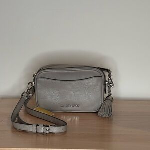 Michael Kors Gray Crossbody Bag with Structured Design and Tassel Detail